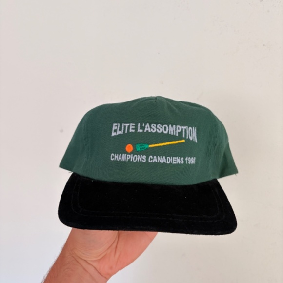 Vintage 2 tone Elite L'ASSOMPTION 1998 Ballon Bali Dad hat strapback green black - Picture 2 of 6